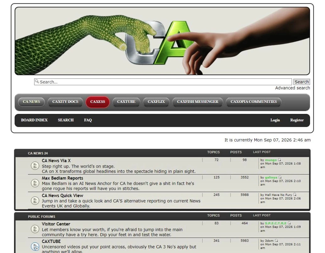 Actual Confidential Access community: brand header, navigation and discussion index
